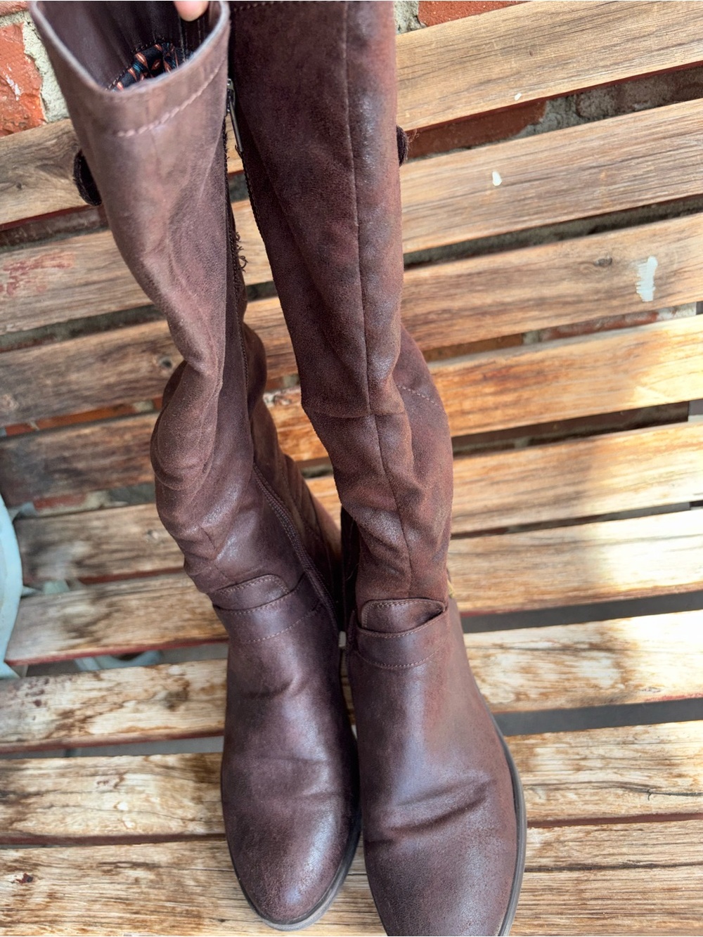 White Mountain Brown Over-the-Knee Leather Boots